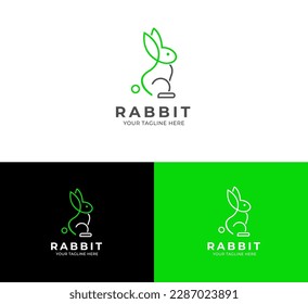 A line art icon logo of a rabbit