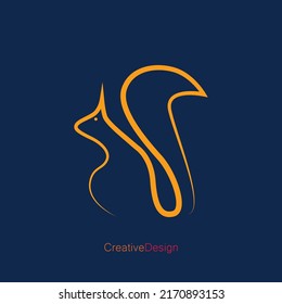 A line art icon logo of a squirrel art design.