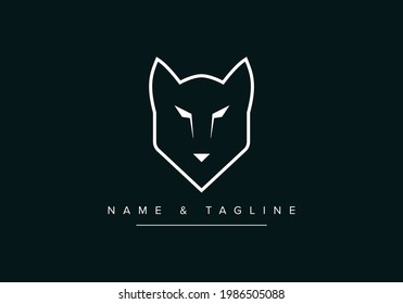 Icono de línea de arte logotipo de cabeza de lobo