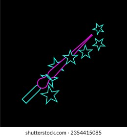 Line art icon of magic stick, neon color