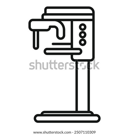 Line art icon of a mammography machine, emphasizing the importance of early detection and women's health