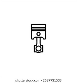A line art icon of a mechanical engine piston with its connecting rod. Monochrome symbol for automotive parts and machinery, isolated on a white background.