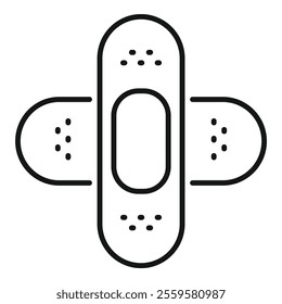 Line art icon of medical plasters, symbolizing wound care and medical supplies