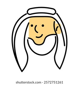 Line Art Icon of Middle Eastern Headwear with Keffiyeh and Agal