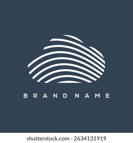 line art icon minimalist cloud and data logo vector