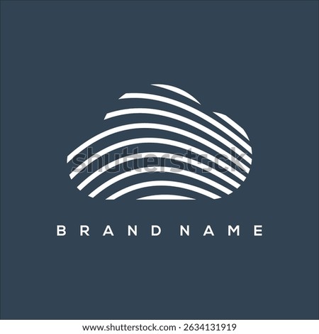 line art icon minimalist cloud and data logo vector