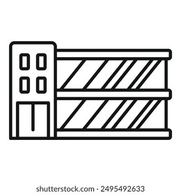 Line art icon of a multi storey car park building facade