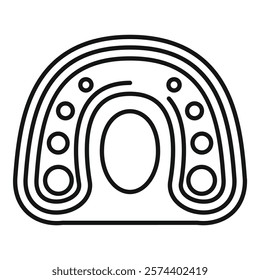 Line art icon of an orthopedic insole, highlighting its multi layered construction for effective flatfoot correction and support