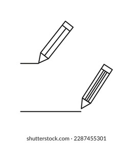 Line art icon pencils write. Vector illustration.