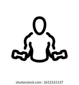 Line Art Icon of Person Engaged in Weight Strength Training Fitness