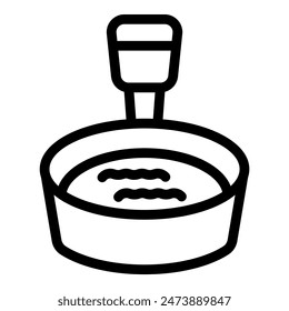 Line art icon of a petri dish with agar, commonly used in laboratories for scientific experiments