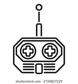 Line art icon of a remote control with an antenna, perfect for projects related to technology, gaming, and more