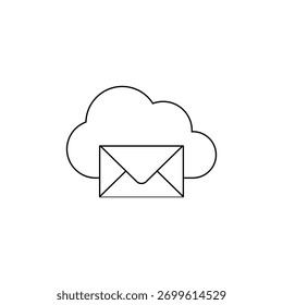 Line art icon representing email service or message on the cloud.