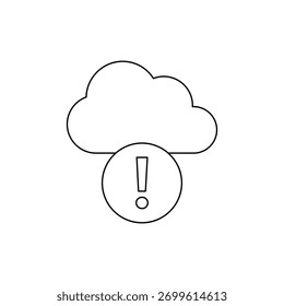 Line art icon representing error or warning in cloud service.