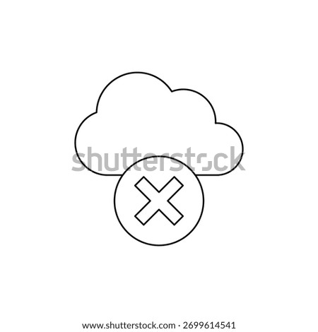 Line art icon representing failure or cancellation in cloud service.
