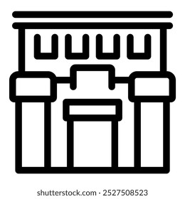 Line art icon representing a government building with columns, suitable for institutional or civic concepts