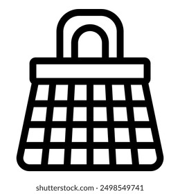 Line art icon of a reusable shopping bag, promoting sustainability and eco conscious consumer choices