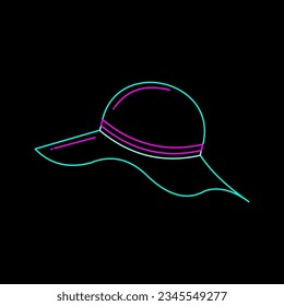 Line art icon of round hat, neon color