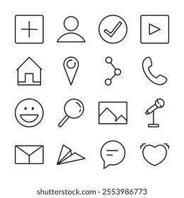 Line Art Icon Set of Communication Message Information Digital Network Business