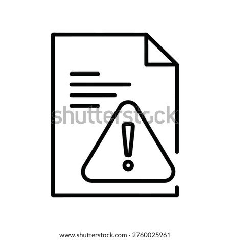 A line art icon showing a document with a warning triangle and an exclamation mark, symbolizing a file error or an important alert.