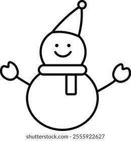 Line Art Icon Snowman Christmas