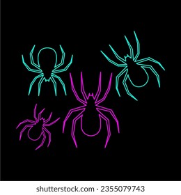 Line art icon of spider, neon color