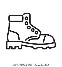 Line art icon of a sturdy work boot or hiking boot