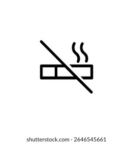 A line art icon of a stylized cigarette with smoke, crossed out with a diagonal slash. Symbol for quitting or prohibition.