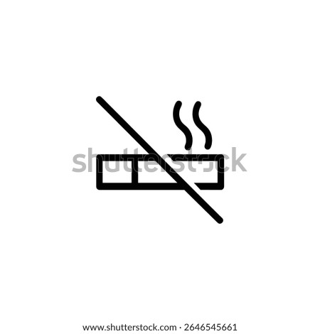 A line art icon of a stylized cigarette with smoke, crossed out with a diagonal slash. Symbol for quitting or prohibition.