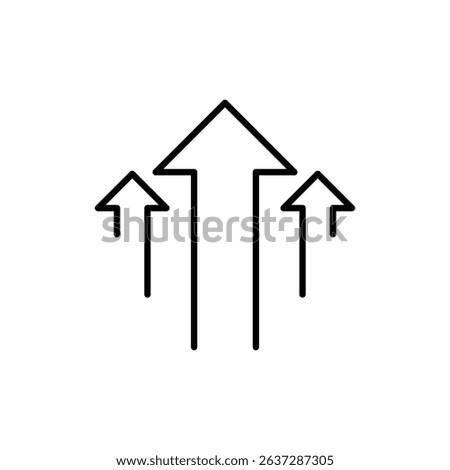 Line Art Icon of Three Arrows Pointing Up. Business Growth and Positive Trend Indicator. Success Direction