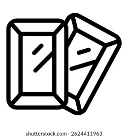 Line art icon of two different diamond cuts, emerald and asscher, with visible facets