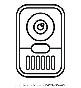 Line art icon of a video doorbell camera providing home security and a monitoring system