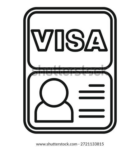 Line art icon of a visa document allowing a businessperson to enter a foreign country