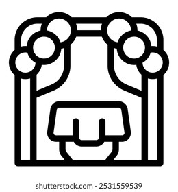 Line art icon of a wedding arch, perfect for representing outdoor ceremonies and celebrations