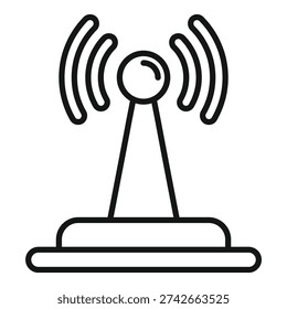Line art icon of a wireless network transmitting a signal, concept of communication technology