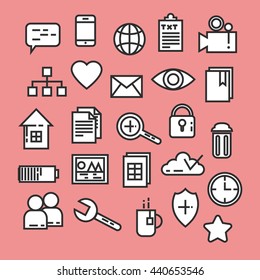 Line art icons flat vector set. Trendy office business collection.