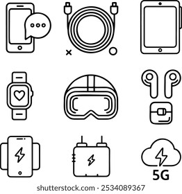  Line Art Icons for Modern Tech Enthusiasts