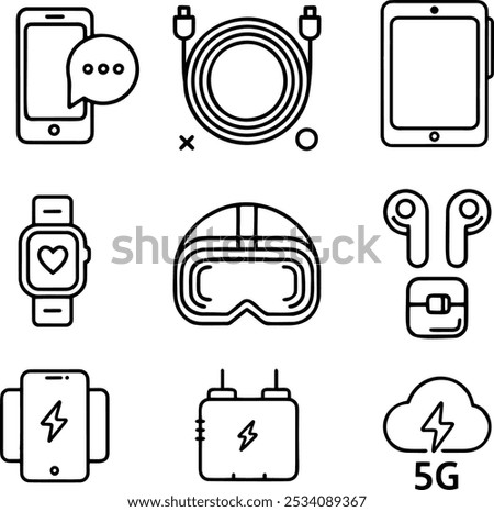  Line Art Icons for Modern Tech Enthusiasts