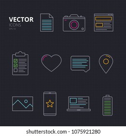 Line Art Icons Set. Vector illustration