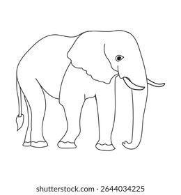 Line art illustration of an african elephant