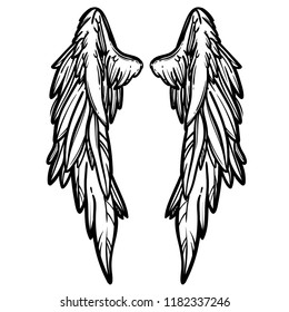 Line Art Illustration Angel Wings Hand Stock Vector (Royalty Free ...