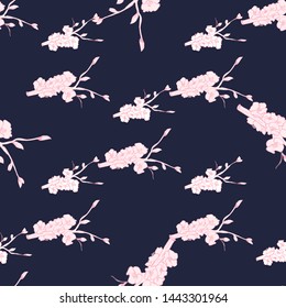 Line art illustration apple or peach branch tree backdrop. Floral organic background. Vintage floral pattern