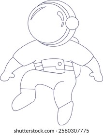 line art illustration of astronaut floating in space