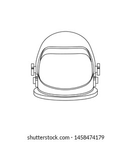 Line art illustration of an astronaut helmet. Front view. Space tourism. The object is separate from the background. Vector element for logo, icon and your creativity.