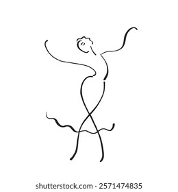 Line Art Illustration of a Ballet Dancer in Motion