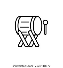 Line art illustration of a bedug drum, a traditional percussion instrument used during Ramadan.