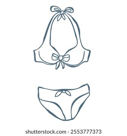 Line Art Illustration of Bikini. Vector Graphic.