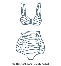 Line Art Illustration of Bikini. Vector Graphic.