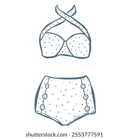 Line Art Illustration of Bikini. Vector Graphic.