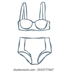 Line Art Illustration of Bikini. Vector Graphic.